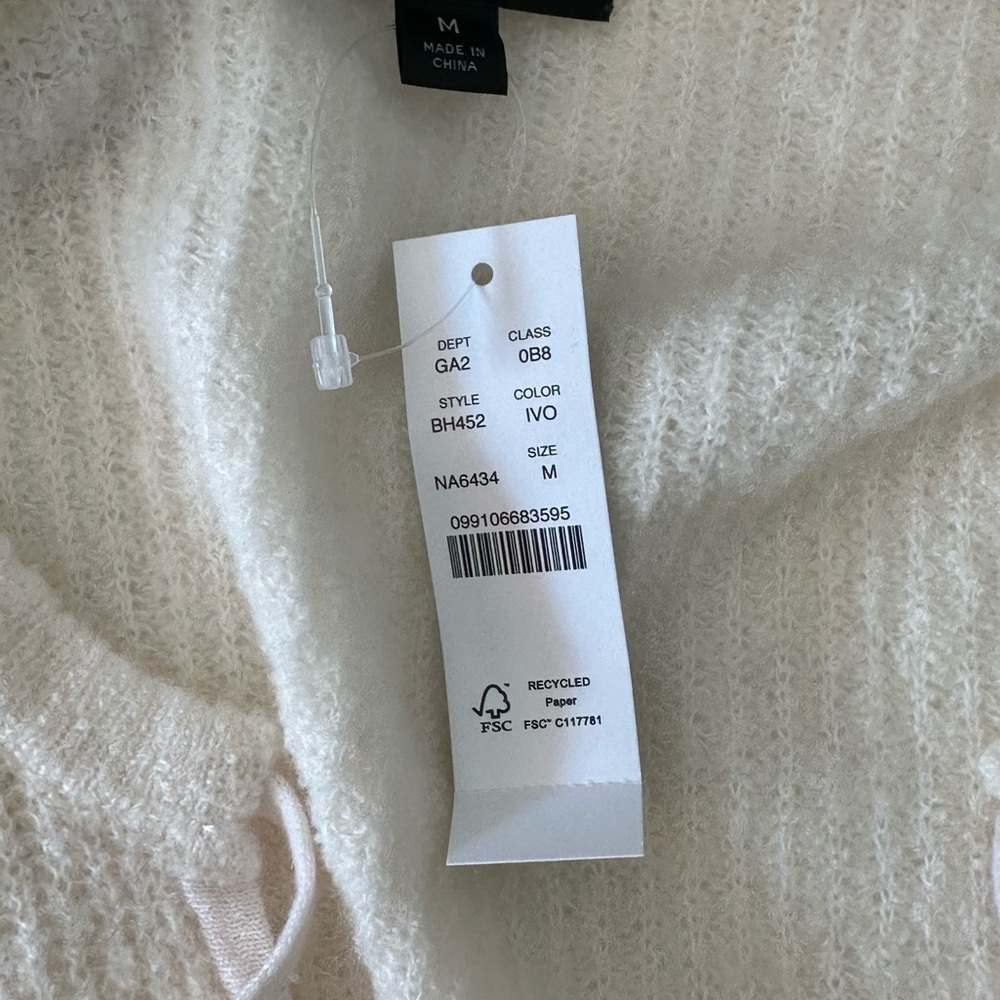 J. Crew Cashmere Ivory V-Neck Knit Sweater with Drawstring - Picture 6 of 6